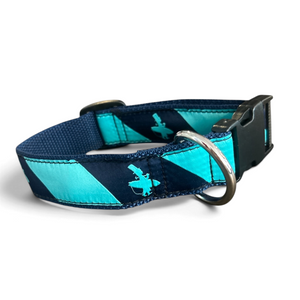 LBC “Good Boy” Collar in Navy/Aqua — full product shot, Navy/Aqua dog collar | Lost Boy Creations Key West
