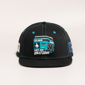Ghetto Blaster high crown all fabric snapback hat front view with rubber boombox logo | Lost Boy Creations Key West