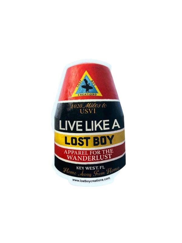 Lost Boy Creations lost boy buoy sticker with nautical buoy graphic from Key West southernmost point| Lost Boy Creations Key West