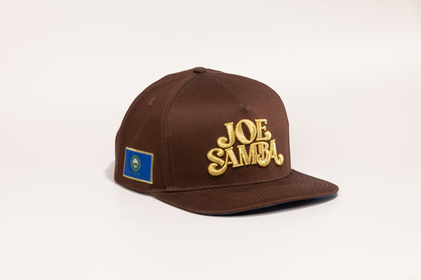 Joe Samba Collaboration brown 6 panel cotton twill hat with New Hampshire state flag patch | Lost Boy Creations Key West