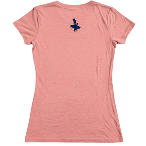Women's Lost Girl Definition Tee in Desert Pink — navy LBC surfer graphic between shoulder blades | Lost Boy Creations Key West