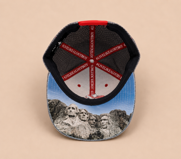 4th of July Hat 2026 — underbrim detail, Mount Rushmore scene hidden inside hat | Lost Boy Creations Key West