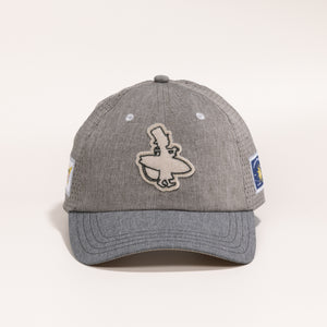 Gray cap with a logo 