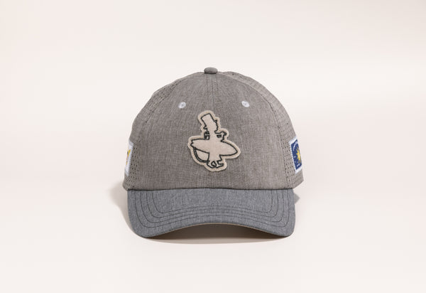 Gray cap with a logo 