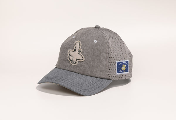 Gray baseball cap with embroidered design 