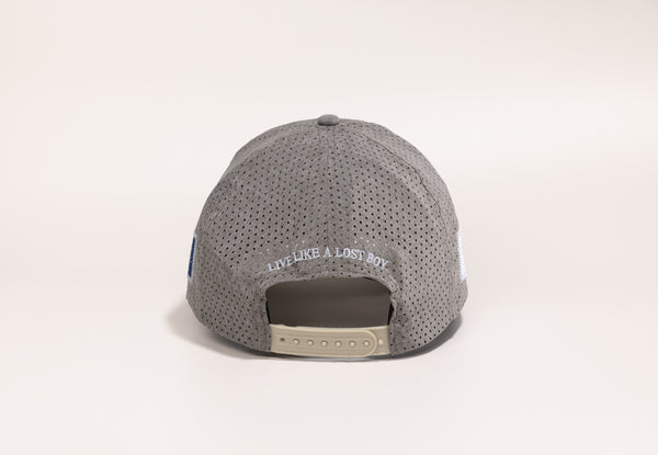 Gray cap with text 