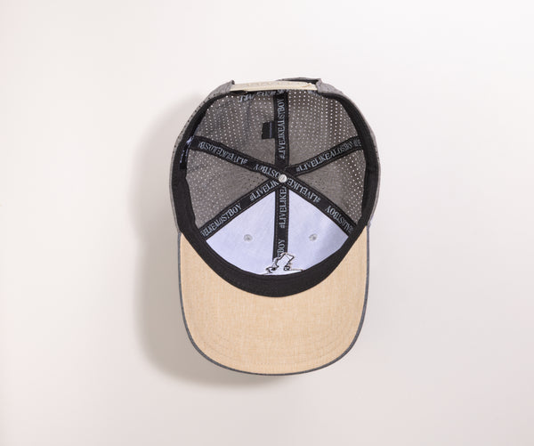 Gray baseball cap with black mesh back 