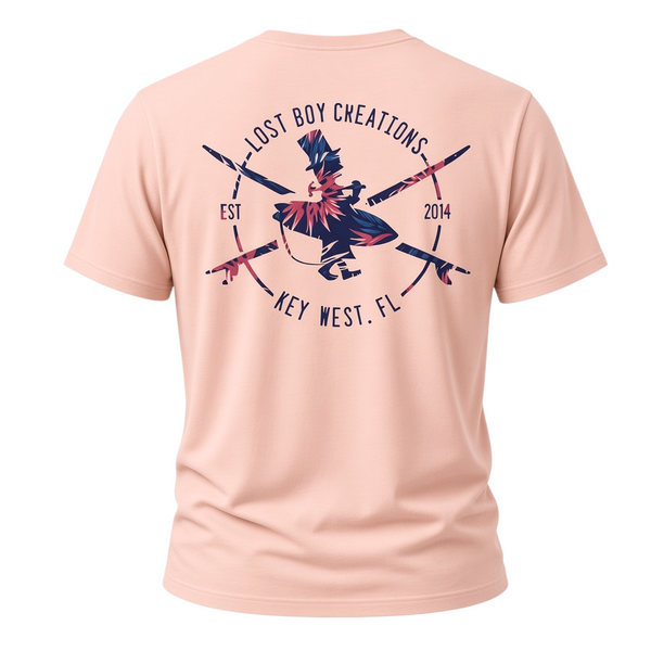 Men's Floral Surfer Peach Tee