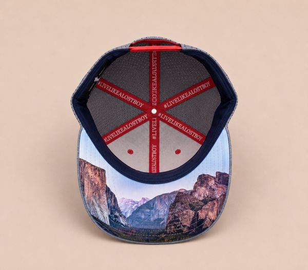 4th of July Hat 2026 — underbrim detail, Yosemite National Park scene hidden inside hat | Lost Boy Creations Key West