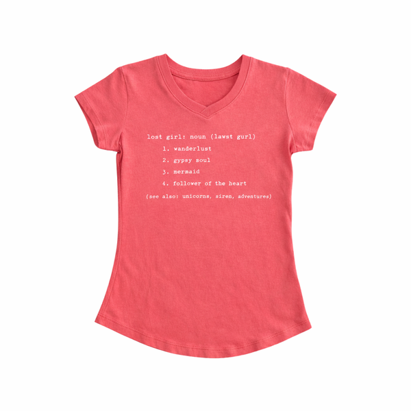 Pink t-shirt with text 