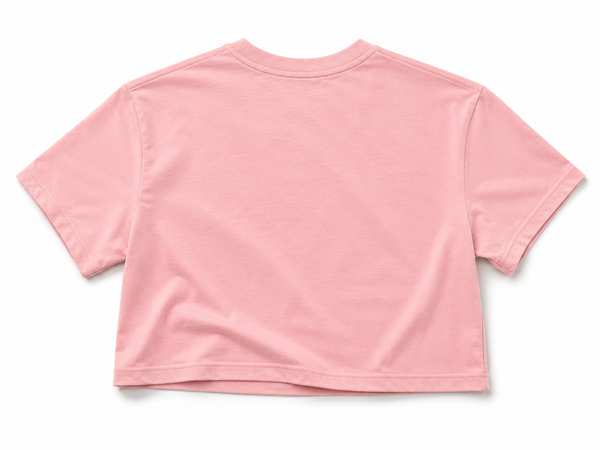 Women's Cropped Beach Day Tee in Dusty Blush — back flat lay, cropped boxy silhouette | Lost Boy Creations Key Wes