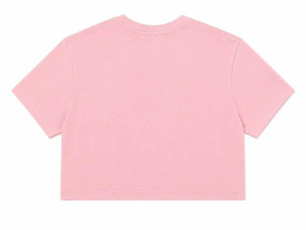 Women's Cropped Beach Day Tee in Dusty Blush — back flat lay, cropped boxy silhouette | Lost Boy Creations Key Wes