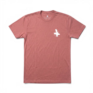 Stay Salty Shaka 2.0 in Dusty Blush — front flat lay, white Lost Boy silhouette graphic on chest | Lost Boy Creations Key West