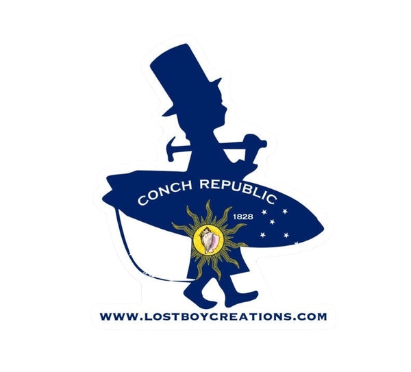 Lost Boy Creations Conch Republic flag silhouette sticker | Lost Boy Creations Key West