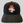 Lost Boy Creations Halloween Hat 2026 in Black — front view, embroidered jack-o'-lantern Lost Boy logo with pitchfork and orange eyelets | Lost Boy Creations Key West