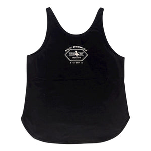 Women's Silhouette Tank in Black — back flat lay with Original Adventure Gear Lost Boy Creations Key West logo | Lost Boy Creations Key West