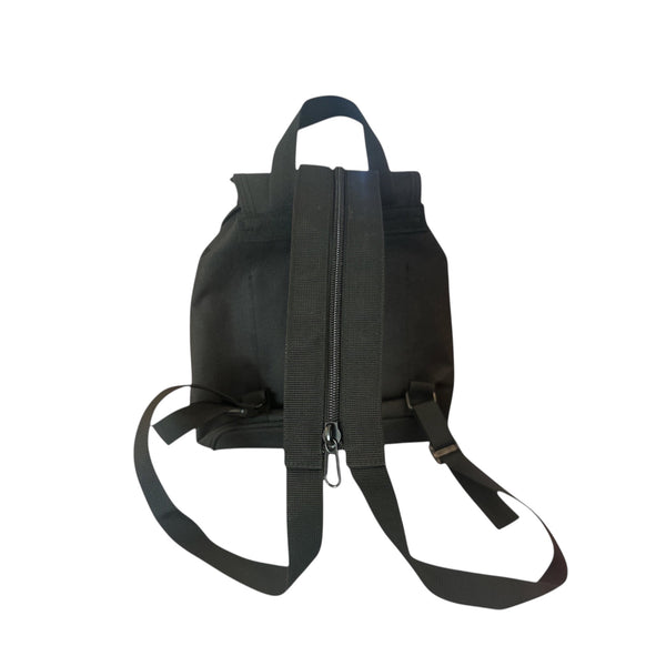 Mini Bag black water-resistant mini backpack side view showing crossbody and backpack carry straps | Lost Boy Creations Key West