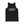Lost Boy Creations black sleeveless tank top with vintage-inspired rectangular logo graphic on the chest