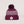 Lost Boy Creations burgundy pom pom beanie with a chunky knit gradient design and signature circular brand patch.