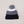 Lost Boy Creations chunky knit pom pom beanie in navy, grey, and white with a fold-over cuff.