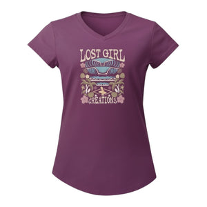 Kid's Tahiti Tee in Dragonfruit — front view on mannequin, tropical Lost Girl surfboard graphic | Lost Boy Creations Key West