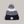 Lost Boy Creations pom pom beanie featuring a chunky knit gradient design in white, grey, and navy with a logo patch.