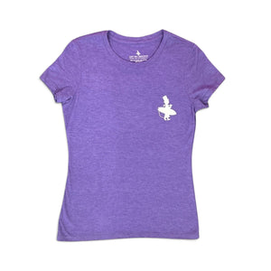 Lost Boy Creations Women's Grape Crush purple relaxed fit t-shirt with white logo on the chest