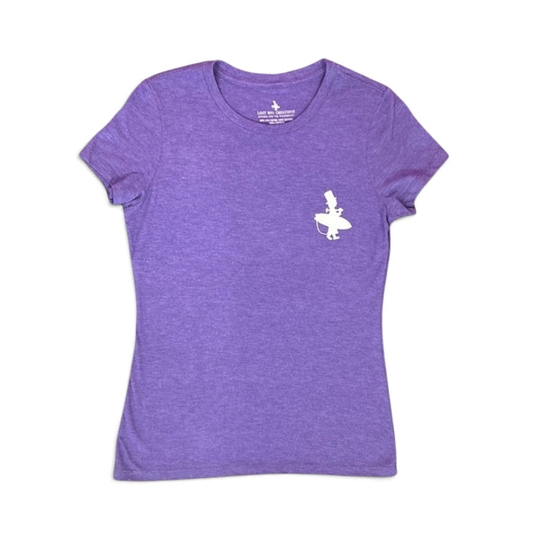 Lost Boy Creations Women's Grape Crush purple relaxed fit t-shirt with white logo on the chest