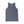 Lost Boy Creations indigo blue sleeveless tank top with vintage logo graphic between shoulder blades
