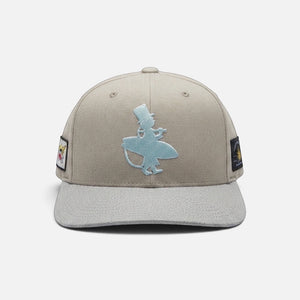Vanilla Ice Hat in Ivory — front flat lay, metallic blue LBC logo on structured crown | Lost Boy Creations Key West