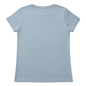 Women's Half Crop Turtle Tee in Light Blue — back view, short sleeve half crop silhouette | Lost Boy Creations Key West