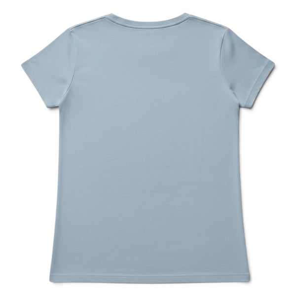 Women's Half Crop Turtle Tee in Light Blue — back view, short sleeve half crop silhouette | Lost Boy Creations Key West
