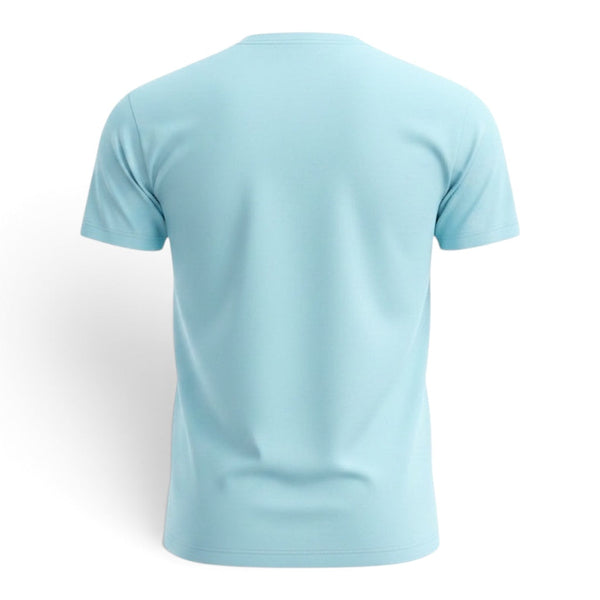 Men's Hammerhead Tee in Light Blue — back flat lay, lightweight crew neck silhouette | Lost Boy Creations Key West