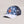 Lost Boy Creations Lei'd Back navy floral trucker hat with white brim, orange logo, and mesh back panels.