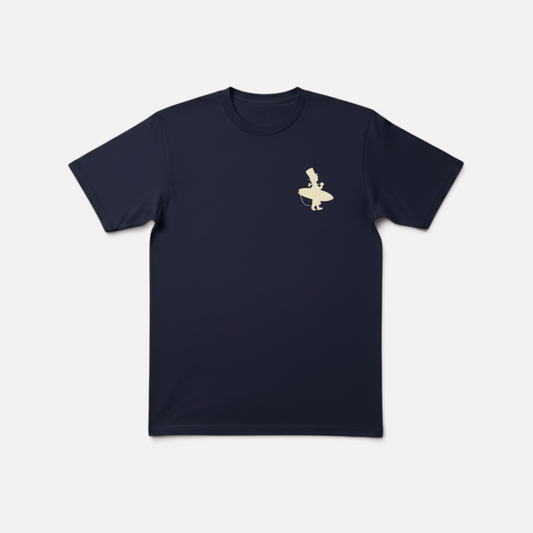 Men's Sailing Club Tee navy short sleeve tee front flat lay with Lost Boy surfer chest logo | Lost Boy Creations Key West