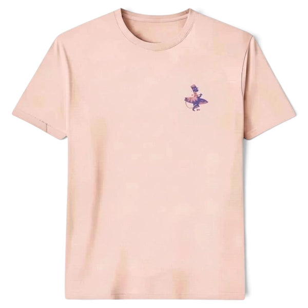 Men's Floral Surfer Tee in Peach — front flat lay, small LBC surfer silhouette logo on left chest | Lost Boy Creations Key West