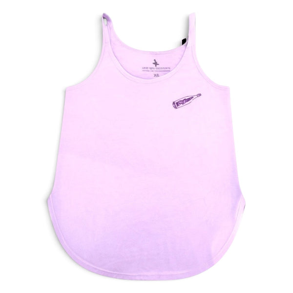 Women's Octopus Festival Tank in Lavender — front flat lay, message in a bottle  logo graphic on chest | Lost Boy Creations Key West