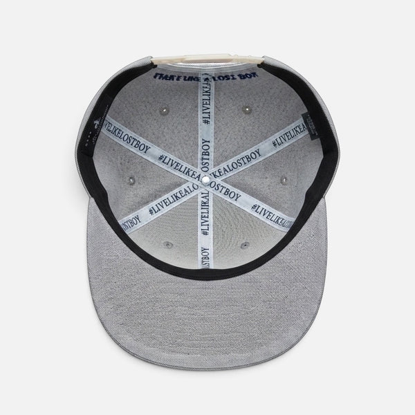 Vanilla Ice Hat in Ivory — back flat lay, Live Like A Lost Boy embroidery with snapback closure | Lost Boy Creations Key West