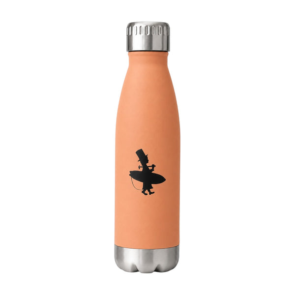 Lost Boy Water Bottle in Orange — front view, 16 oz insulated stainless steel | Lost Boy Creations Key West