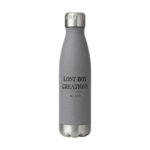 Lost Boy Water Bottle in Slate — back view, 16 oz insulated stainless steel | Lost Boy Creations Key West